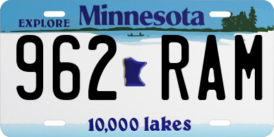 MN license plate 962RAM