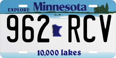 MN license plate 962RCV