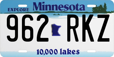 MN license plate 962RKZ