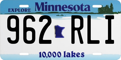 MN license plate 962RLI