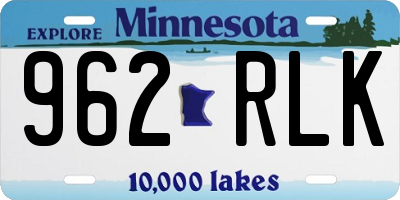 MN license plate 962RLK