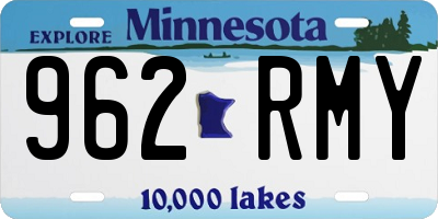 MN license plate 962RMY