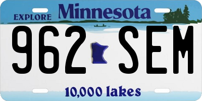MN license plate 962SEM