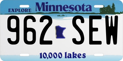 MN license plate 962SEW