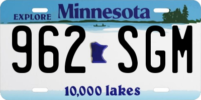 MN license plate 962SGM