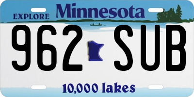 MN license plate 962SUB