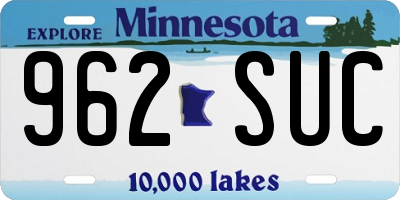 MN license plate 962SUC