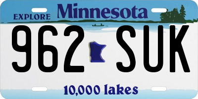 MN license plate 962SUK