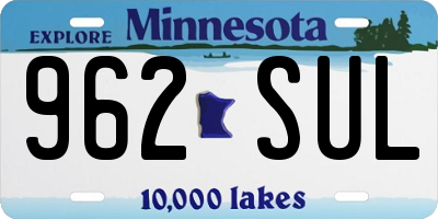 MN license plate 962SUL