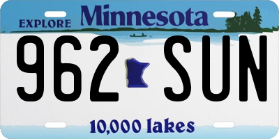 MN license plate 962SUN