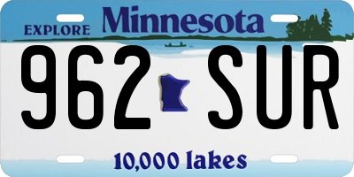 MN license plate 962SUR