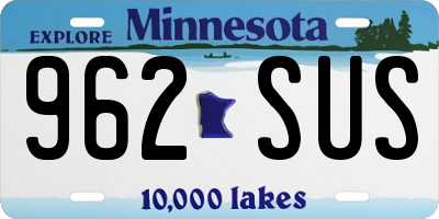 MN license plate 962SUS