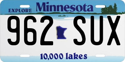 MN license plate 962SUX