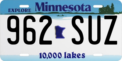 MN license plate 962SUZ