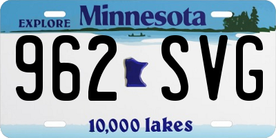 MN license plate 962SVG