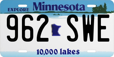 MN license plate 962SWE