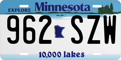MN license plate 962SZW