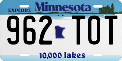 MN license plate 962TOT