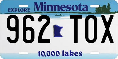 MN license plate 962TOX