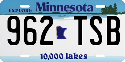 MN license plate 962TSB