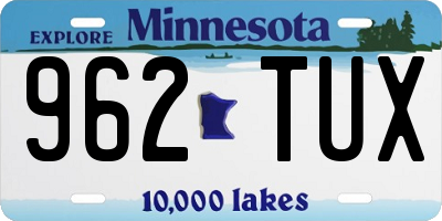 MN license plate 962TUX