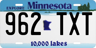 MN license plate 962TXT
