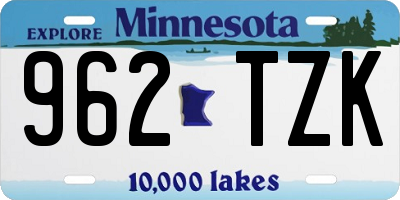 MN license plate 962TZK