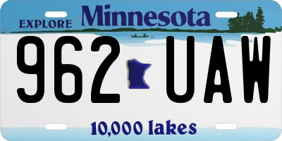 MN license plate 962UAW