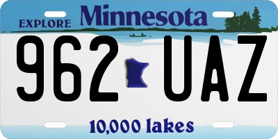 MN license plate 962UAZ