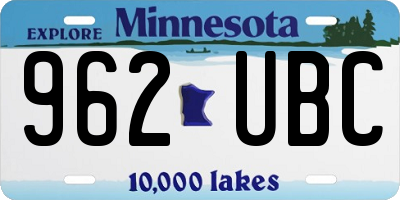MN license plate 962UBC