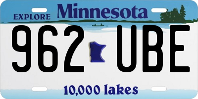 MN license plate 962UBE