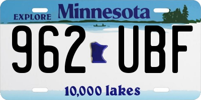MN license plate 962UBF