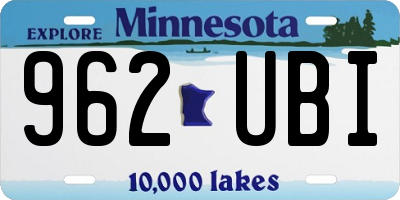 MN license plate 962UBI