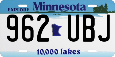 MN license plate 962UBJ
