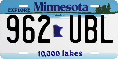 MN license plate 962UBL