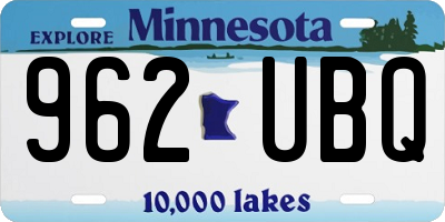 MN license plate 962UBQ