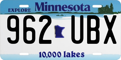 MN license plate 962UBX