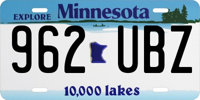 MN license plate 962UBZ