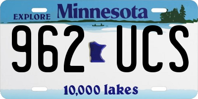 MN license plate 962UCS