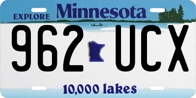 MN license plate 962UCX