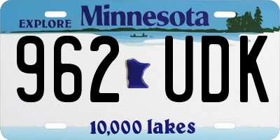 MN license plate 962UDK