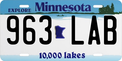 MN license plate 963LAB