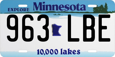 MN license plate 963LBE