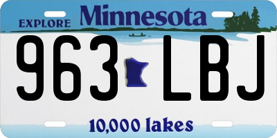 MN license plate 963LBJ