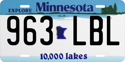MN license plate 963LBL