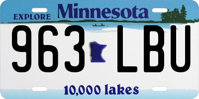 MN license plate 963LBU