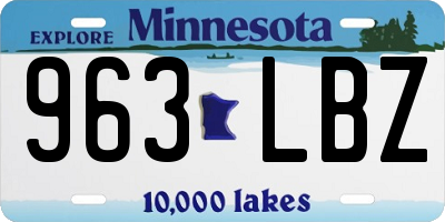 MN license plate 963LBZ