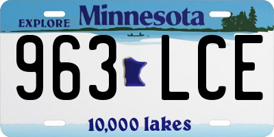 MN license plate 963LCE