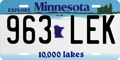 MN license plate 963LEK