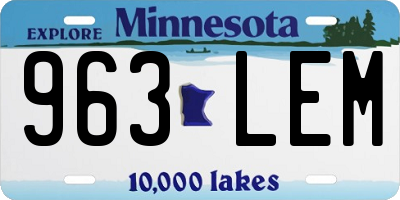 MN license plate 963LEM